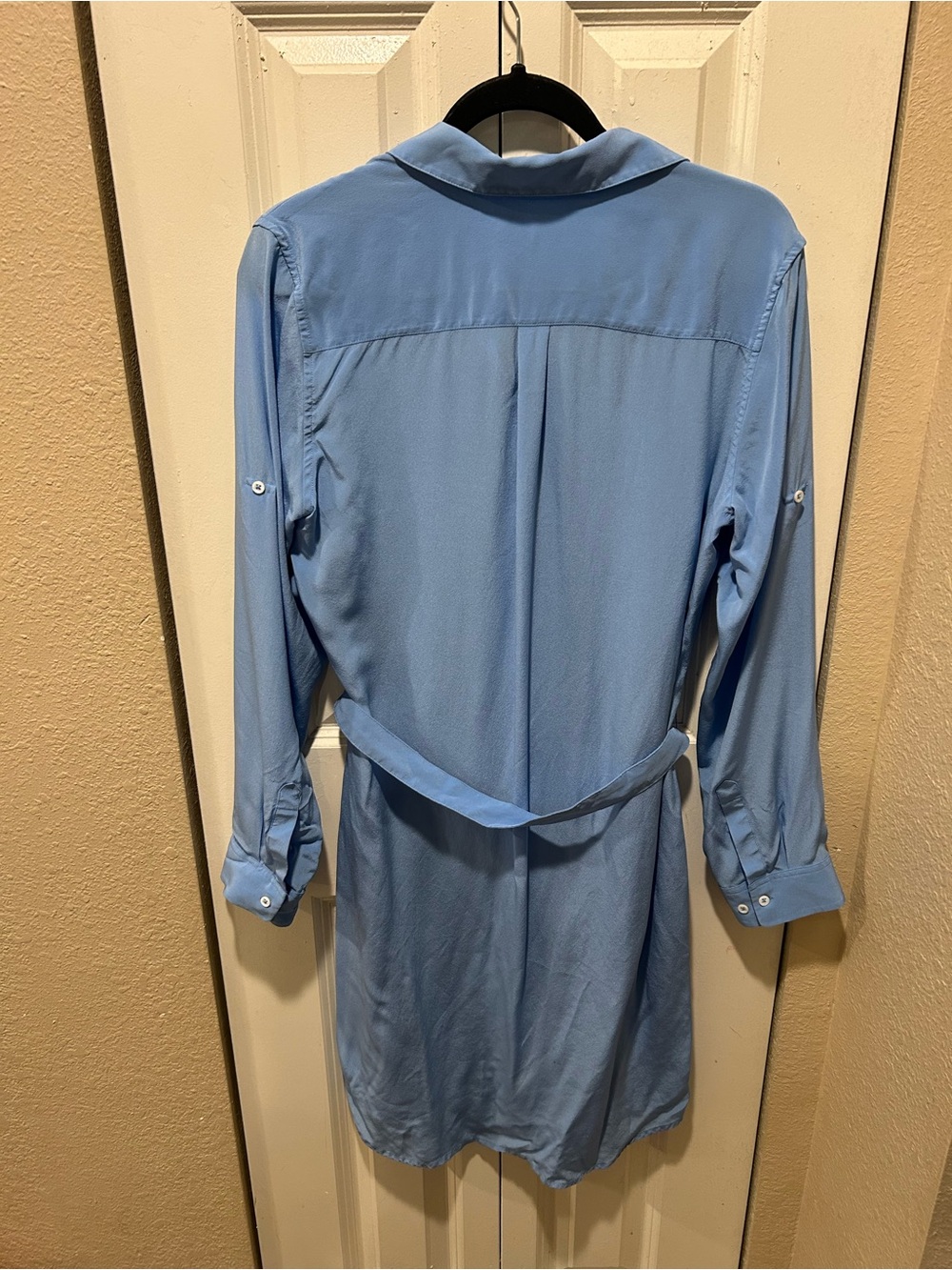 J. McLaughlin Silk 100% Shirt Dress Blue Flowy Classic Casual , Large - Picture 2 of 8